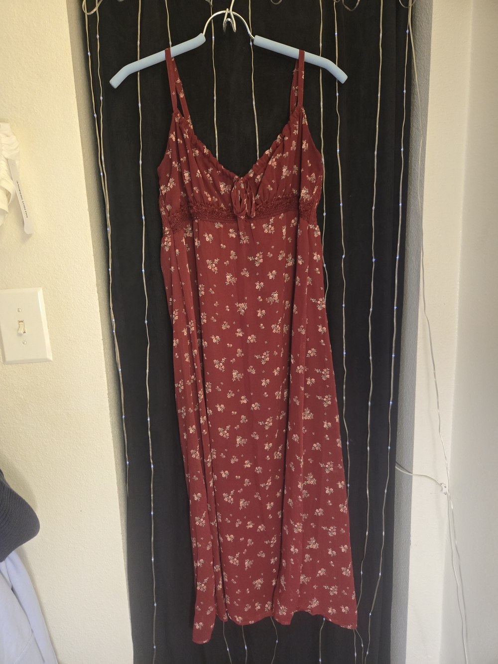Rust Red Floral Maxi Slip Dress